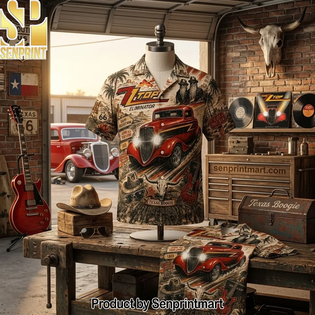 ZZ Top Eliminator Vintage Hot Rod Car Retro Rock Band Hawaiian Shirt