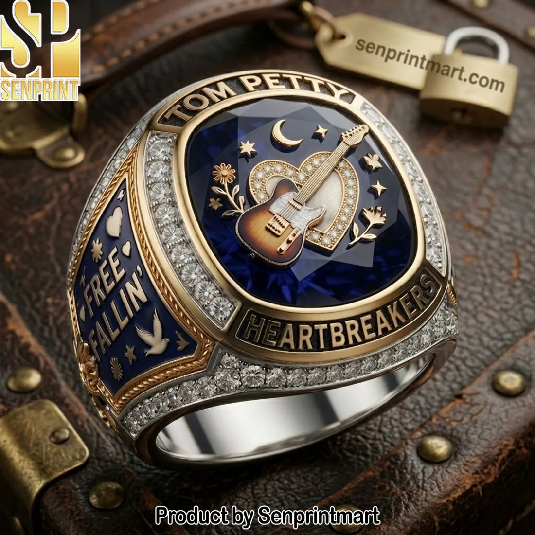 Tom Petty And The Heartbreakers Free Fallin’ Commemorative Blue Gemstone Ring