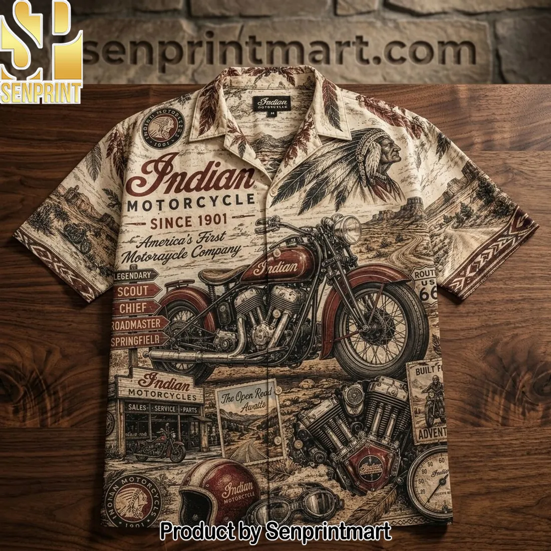 Indian Motorcycle Vintage 1901 America’s First Company Hawaiian Shirt