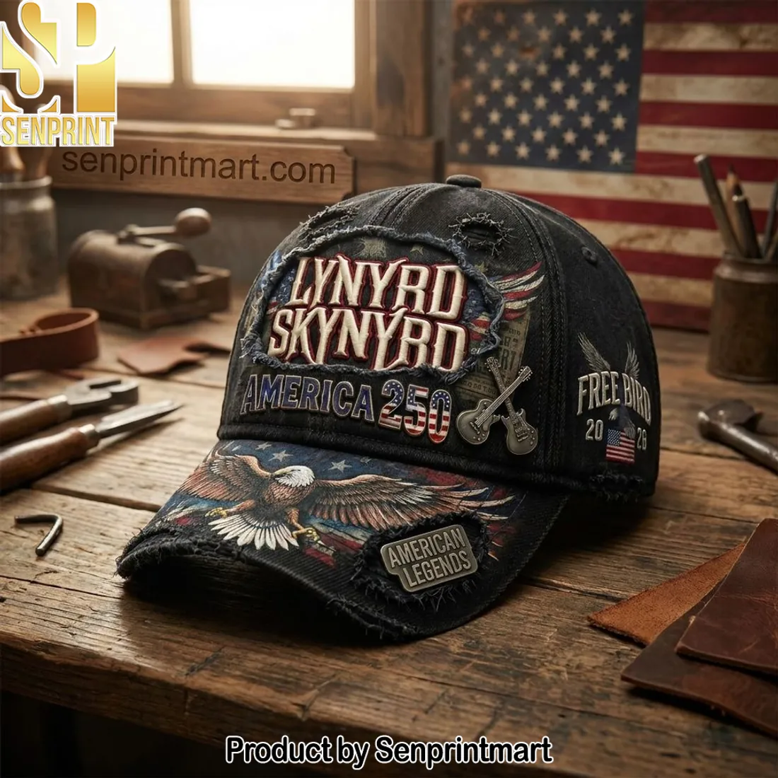 Lynyrd Skynyrd America 250 American Legends Distressed Baseball Cap
