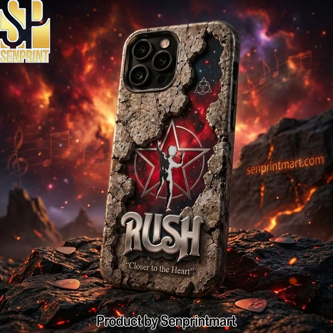 Rush Closer to the Heart Starman 3D Cracked Stone Phone Case