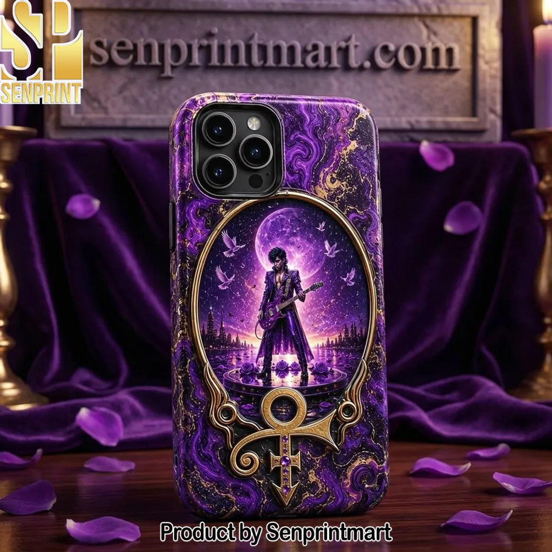 Prince Purple Rain Tribute Gold Love Symbol Luxury Marble Phone Case