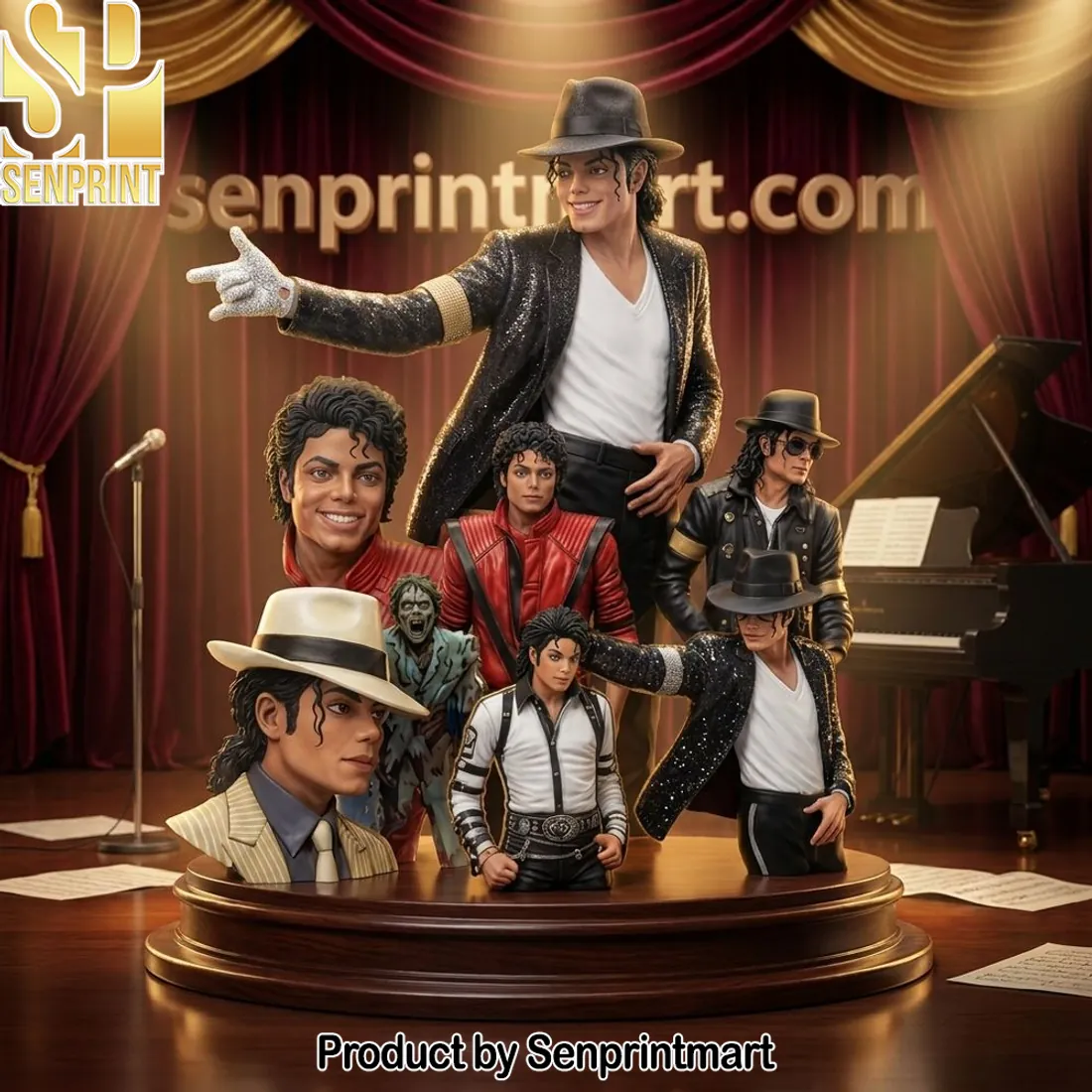 Michael Jackson Iconic Outfits Custom Shape Acrylic Plaque