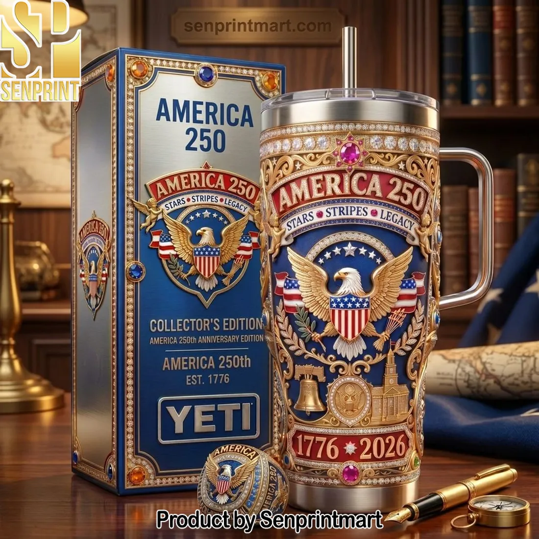 America 250th Anniversary 1776-2026 Luxury Collector’s Handled Tumbler