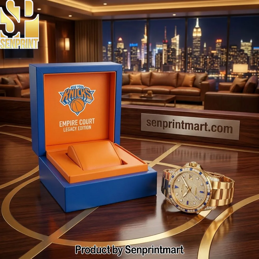 New York Knicks Empire Court Legacy Edition Gold Stainless Steel Watch