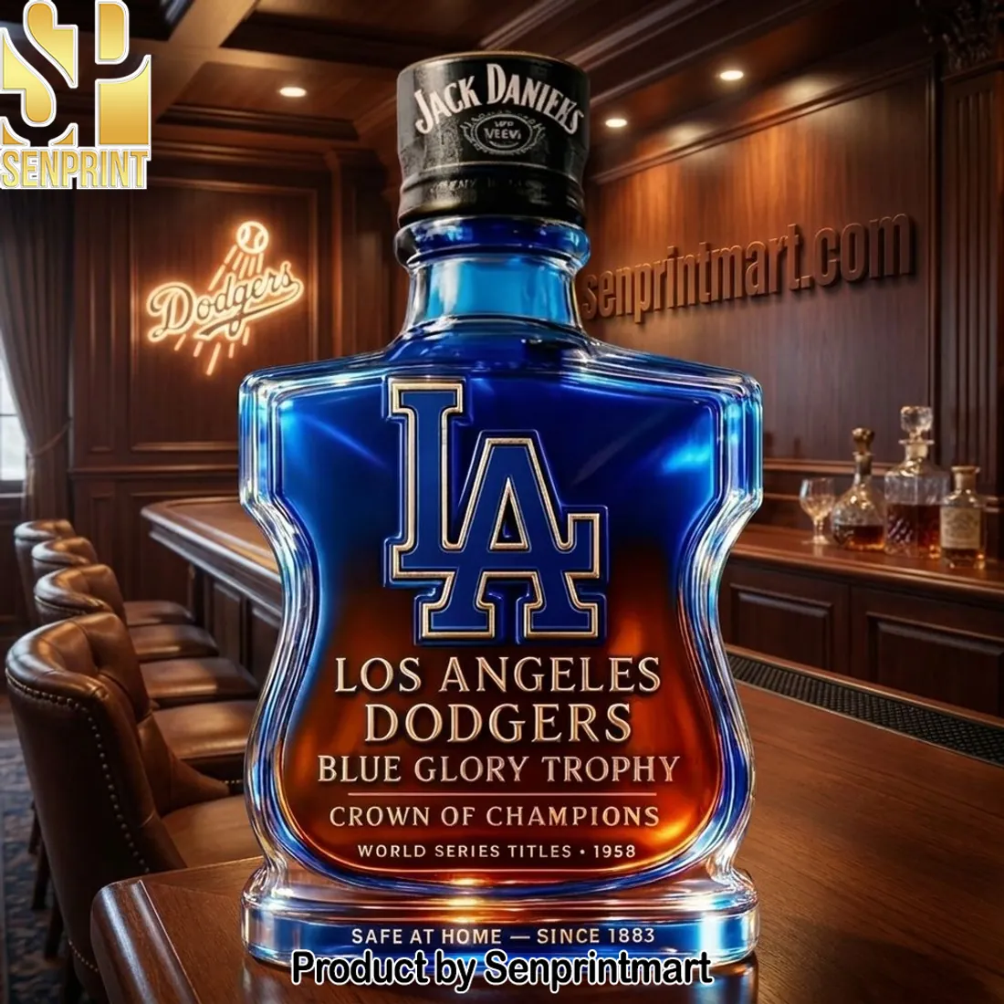 Los Angeles Dodgers Blue Glory Trophy Limited Edition Whiskey Decanter