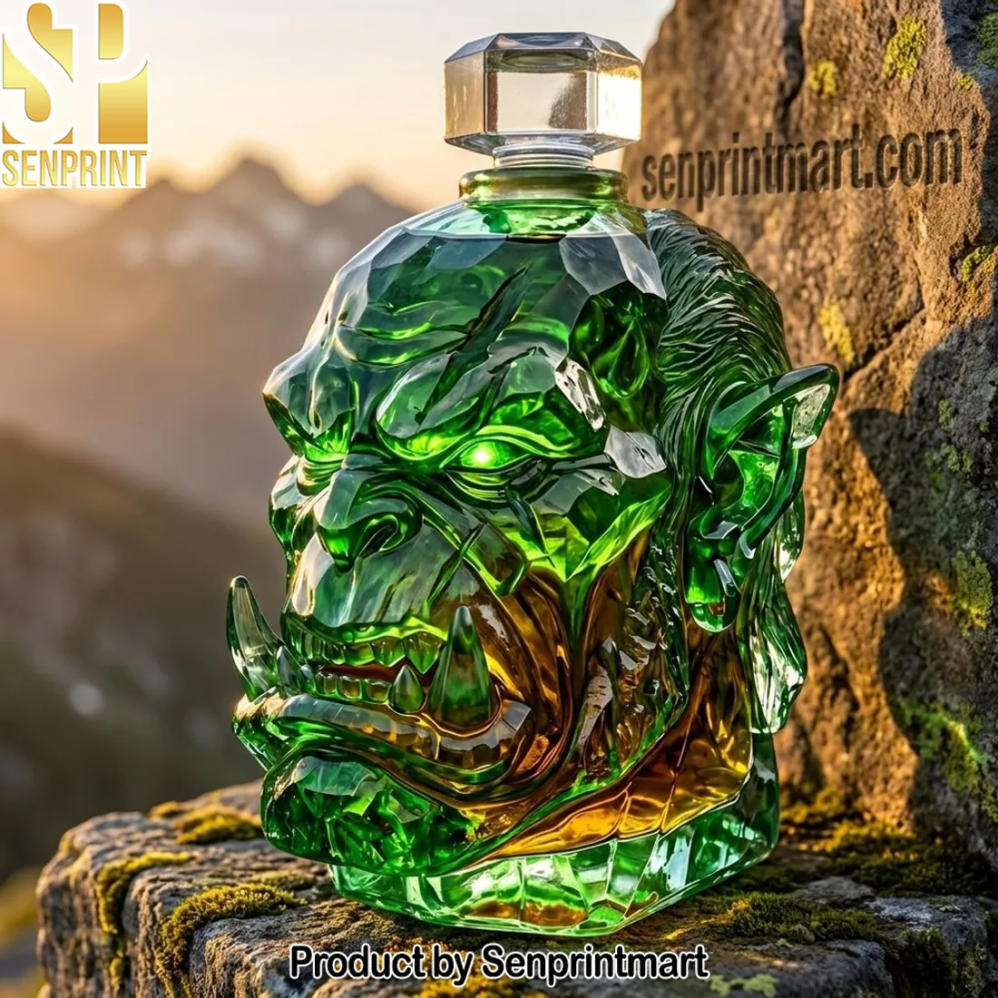 Orc Chieftain Green Fantasy Whiskey Decanter