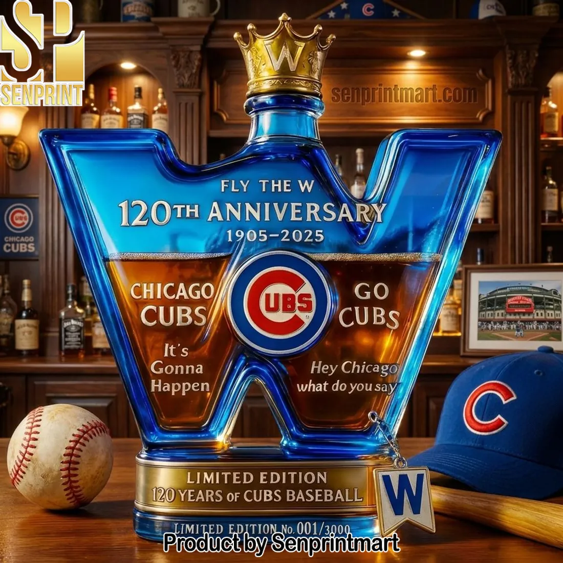 Chicago Cubs Fly The W 120th Anniversary Limited Edition Whiskey Bottle