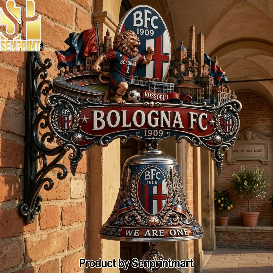 Bologna FC 1909 Rossoblu Premium 3D Wall Bell