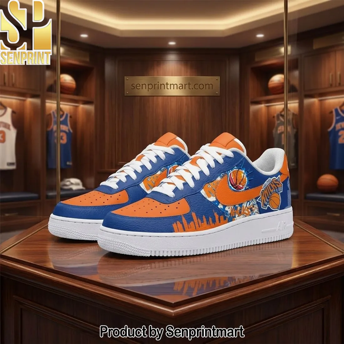 New York Knicks Custom Basketball City Skyline Sneakers