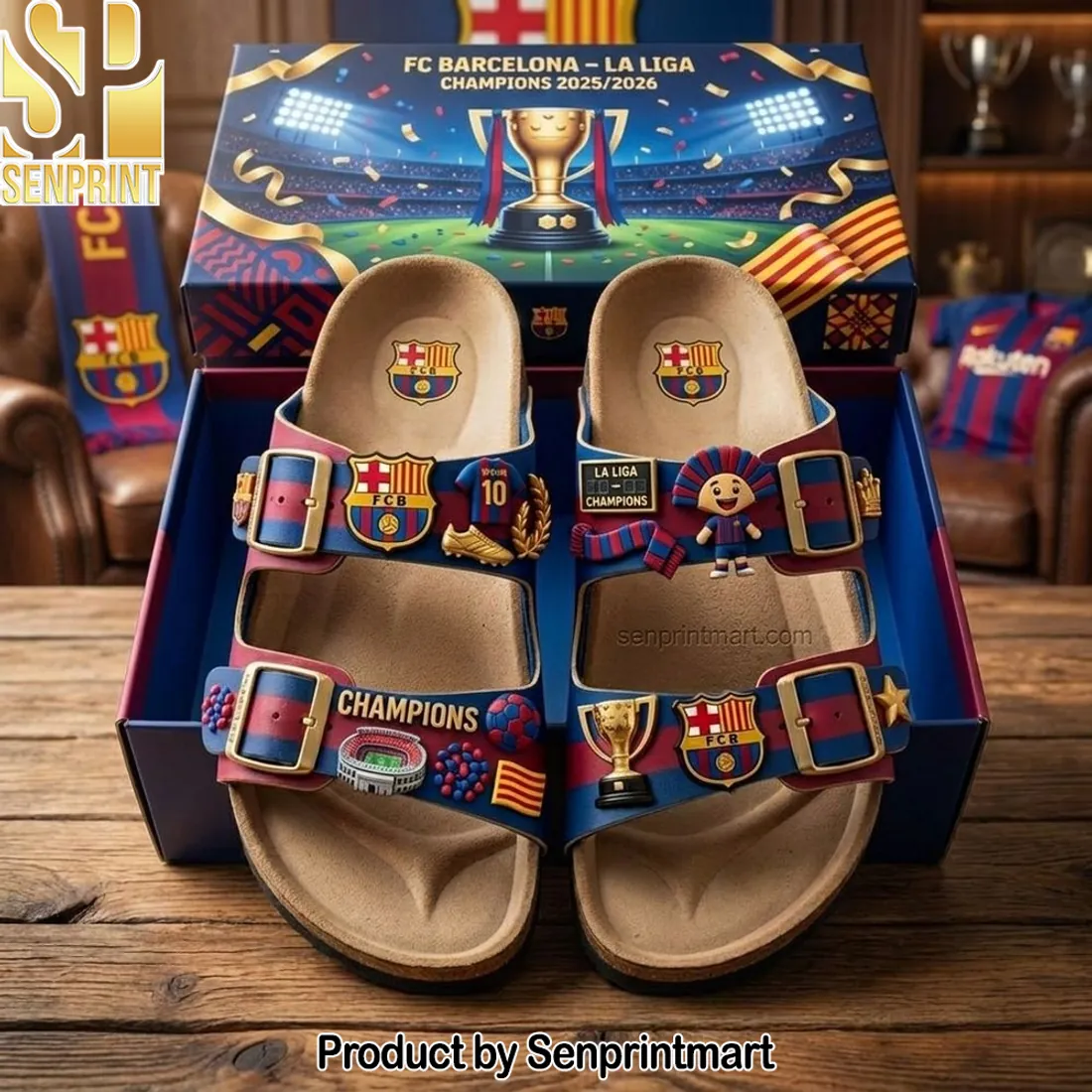 FC Barcelona La Liga Champions 2025/2026 Commemorative Sandals