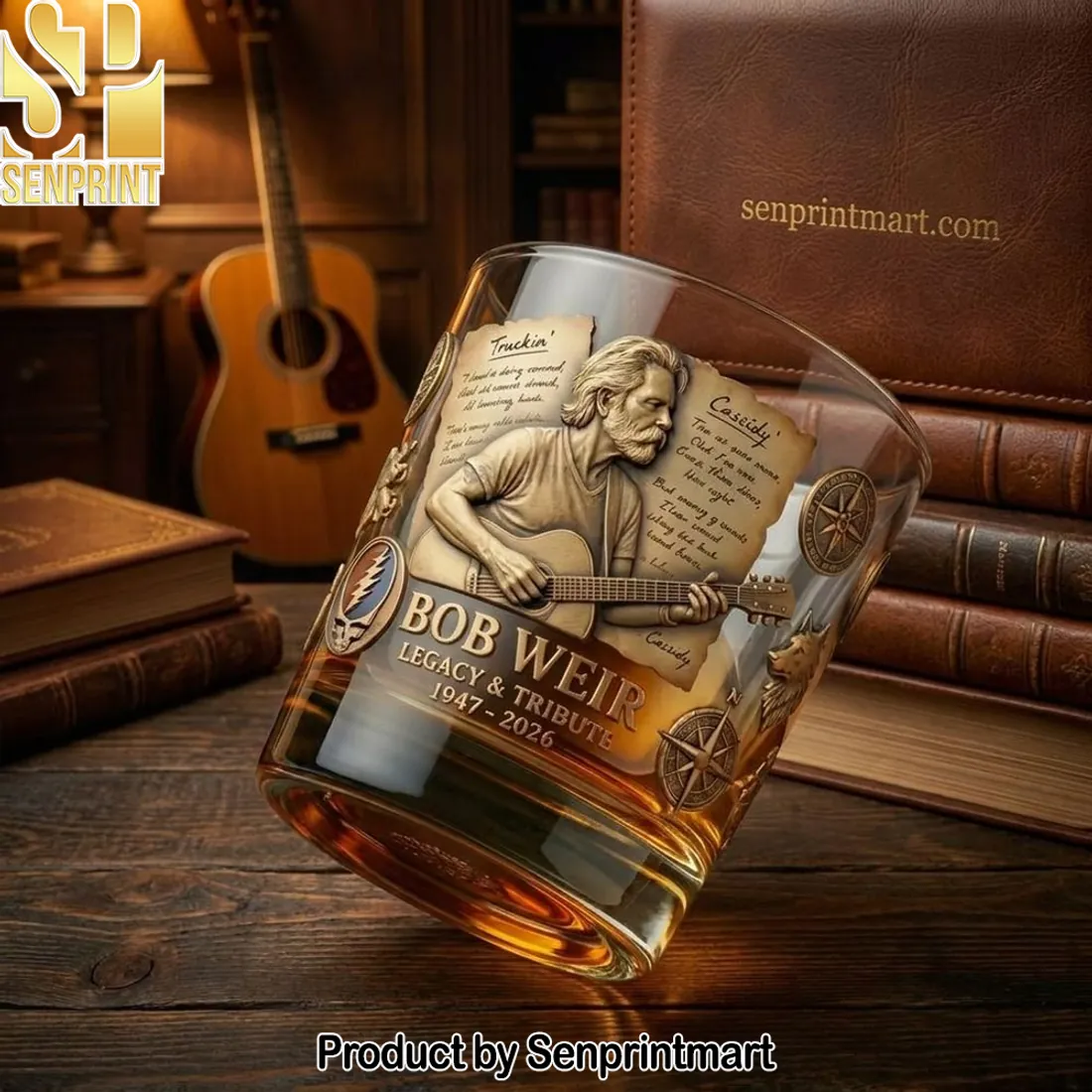 Bob Weir Legacy & Tribute 1947-2026 3D Commemorative Whiskey Glass