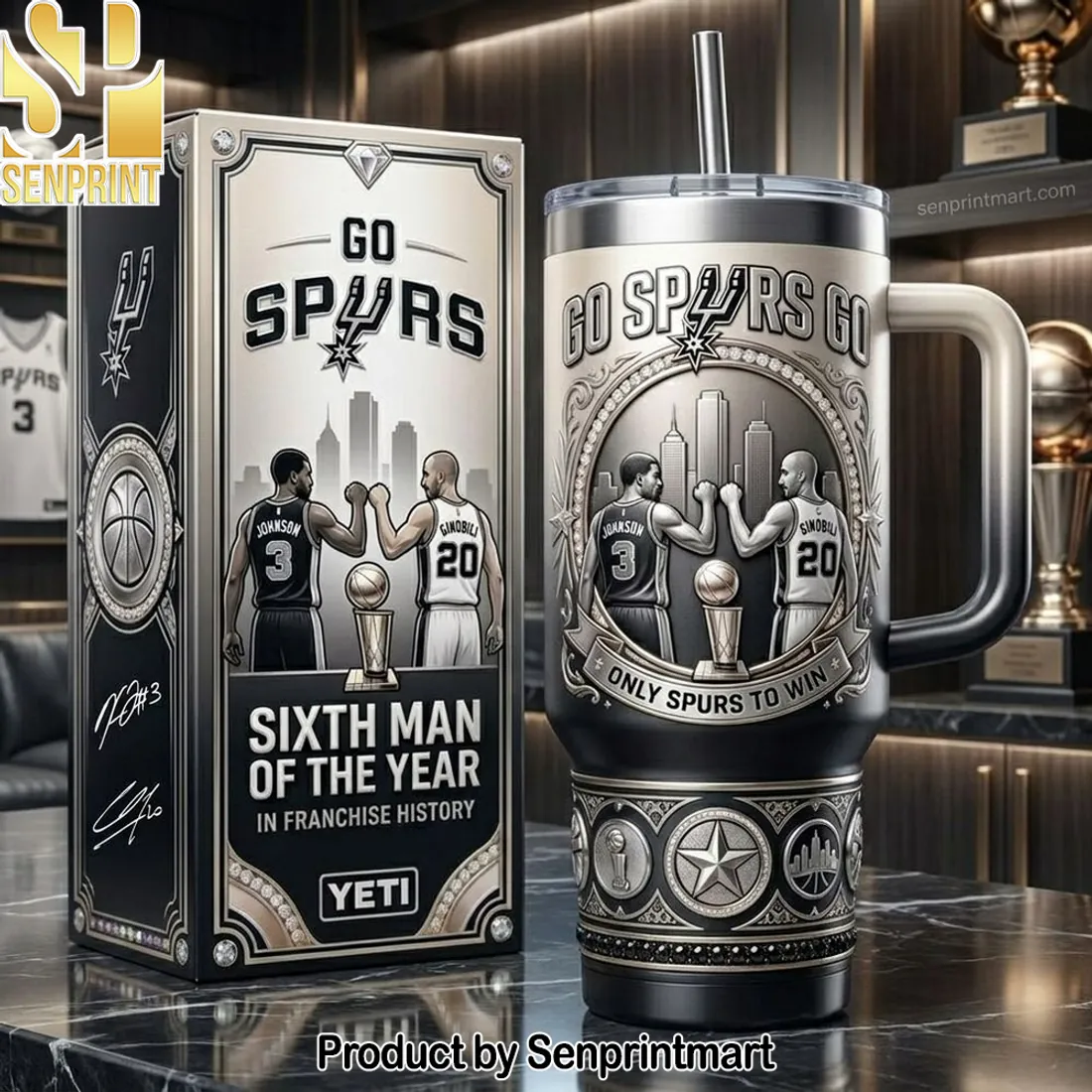 San Antonio Spurs “GO SPURS GO” Sixth Man Insulated Tumbler with Handle