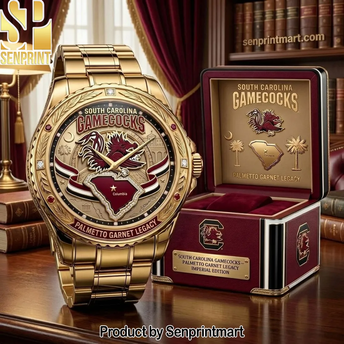 South Carolina Gamecocks Palmetto Garnet Legacy Imperial Gold Watch