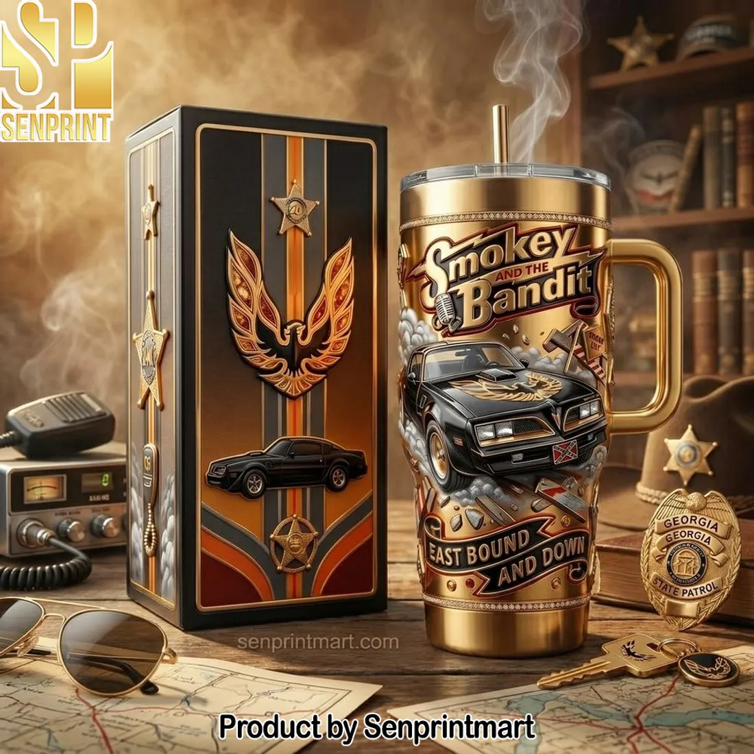 Smokey and the Bandit Trans Am Gold 40oz Insulated Tumbler With Handle