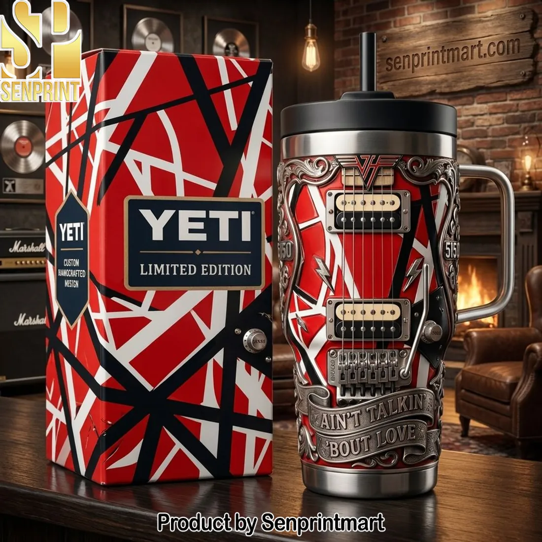 YETI Van Halen Ain’t Talkin’ ‘Bout Love 3D Guitar Tumbler with Handle