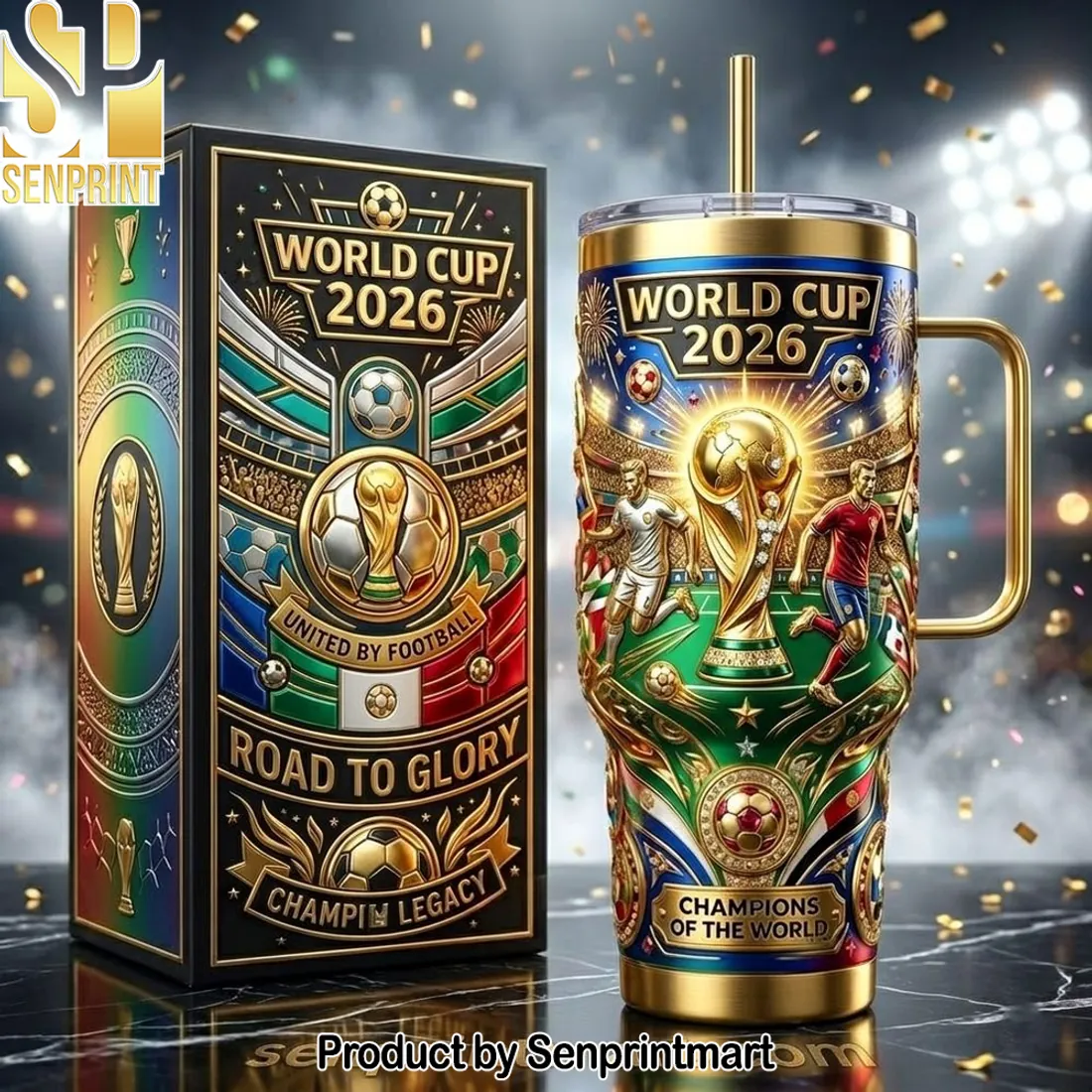 World Cup 2026 Golden Commemorative 40oz Tumbler with Handle