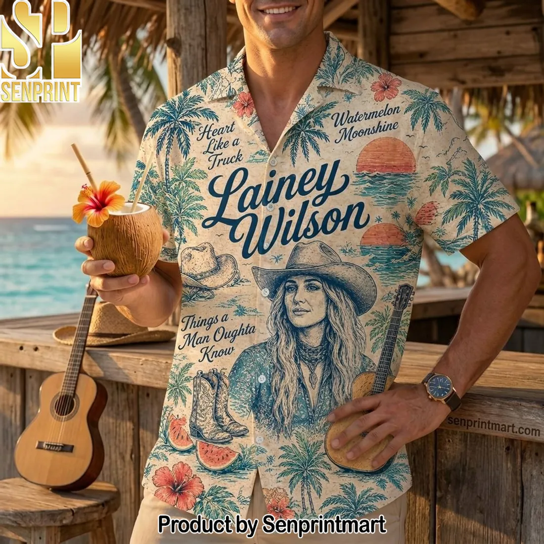 Lainey Wilson Heart Like a Truck Tropical Summer Hawaiian Shirt