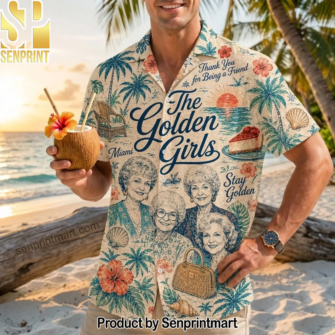 The Golden Girls Miami Tropical “Thank You For Being A Friend” Hawaiian Shirt