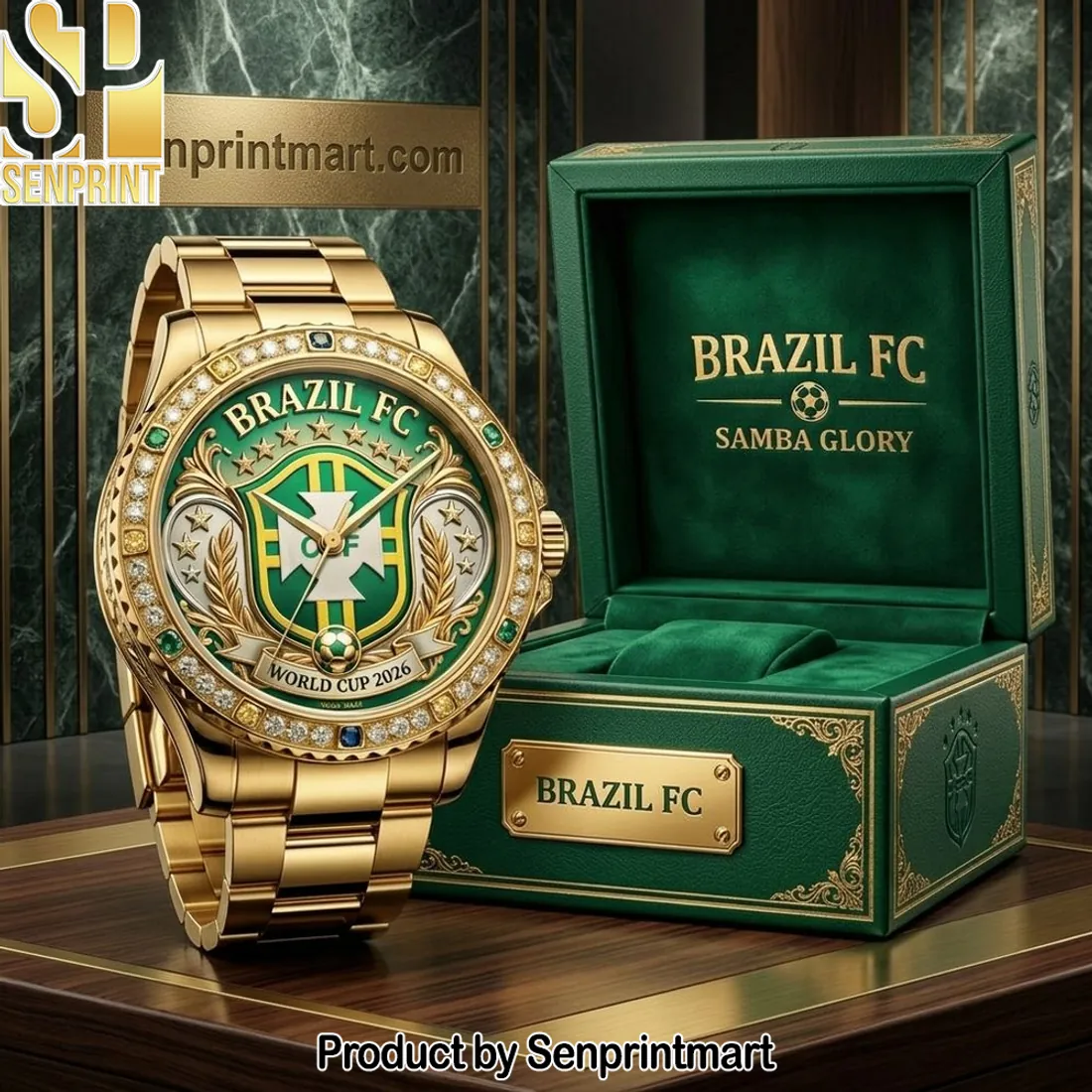 Brazil FC World Cup 2026 Golden Commemorative Diamond Watch