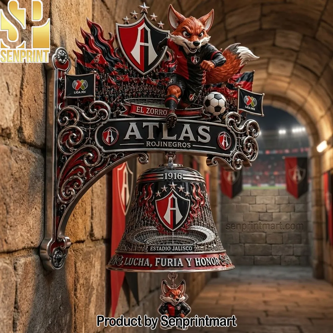 Atlas FC Rojinegros El Zorro 3D Premium Wall Bell