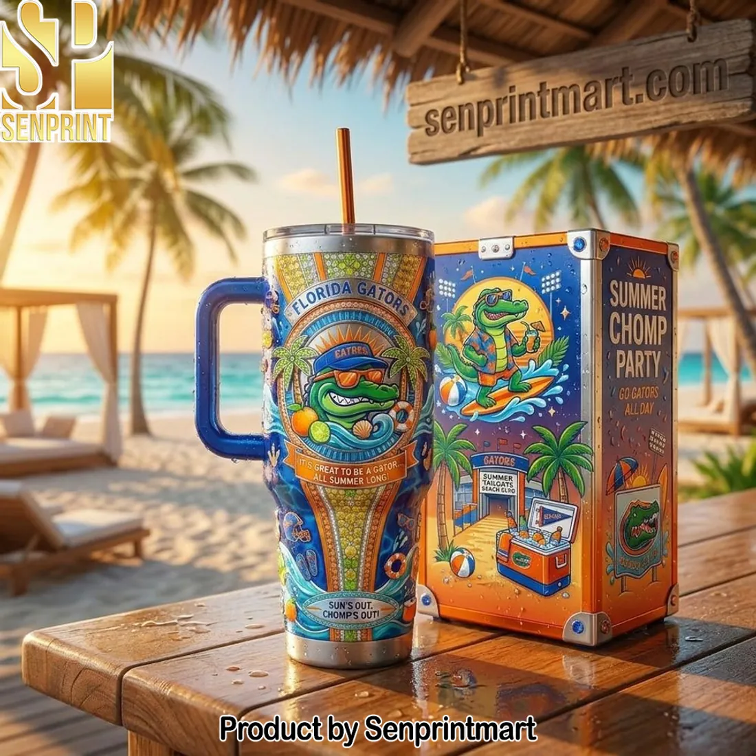 Florida Gators Summer Chomp Party 40oz Insulated Tumbler with Handle