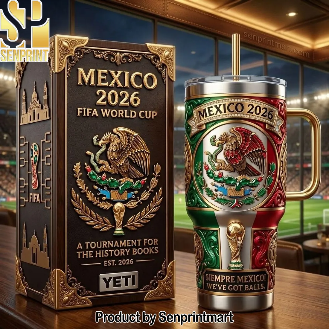 Mexico 2026 FIFA World Cup Premium 3D Embossed Tumbler with Handle