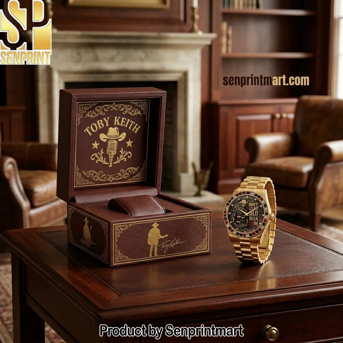 Toby Keith “Don’t Let The Old Man In” Gold-Tone Stainless Steel Watch
