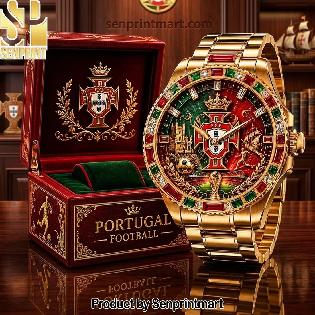 Portugal Football Luxury Gold-Tone Collector’s Watch