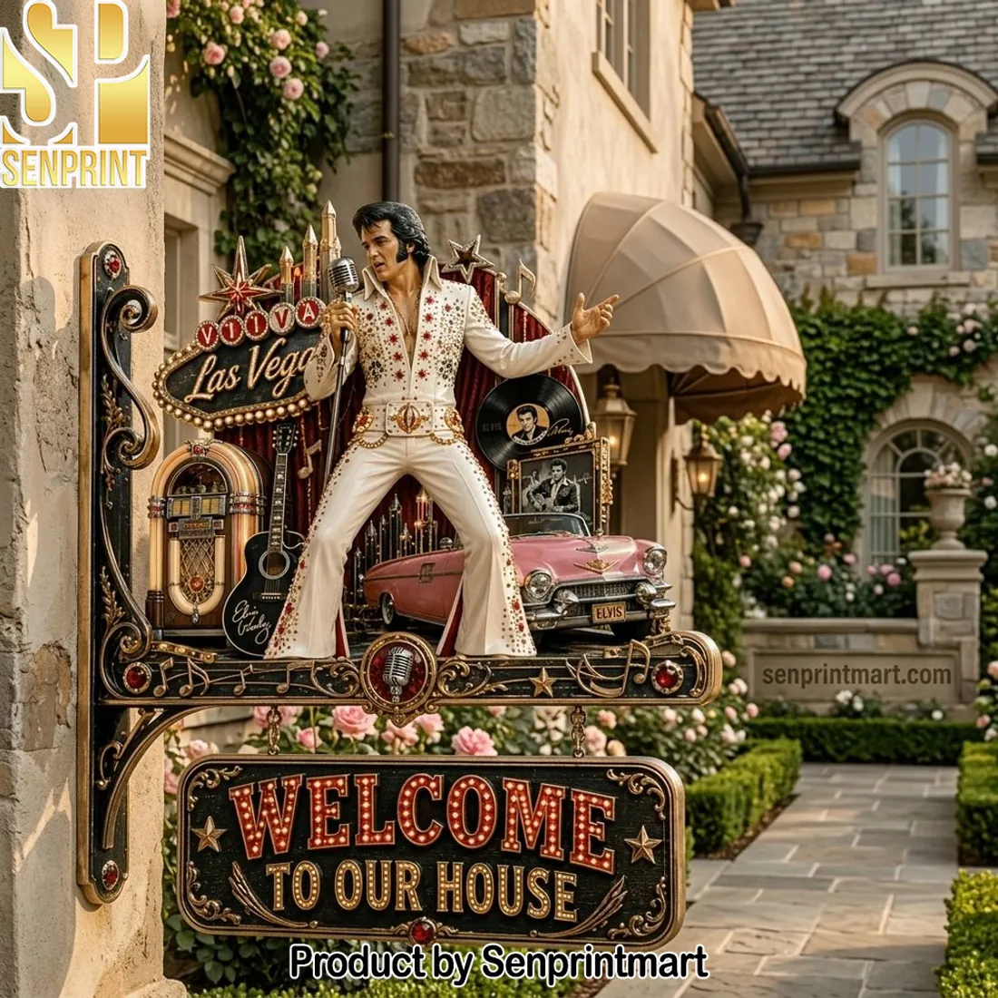 Elvis Presley “Viva Las Vegas” Vintage Home Welcome Sign