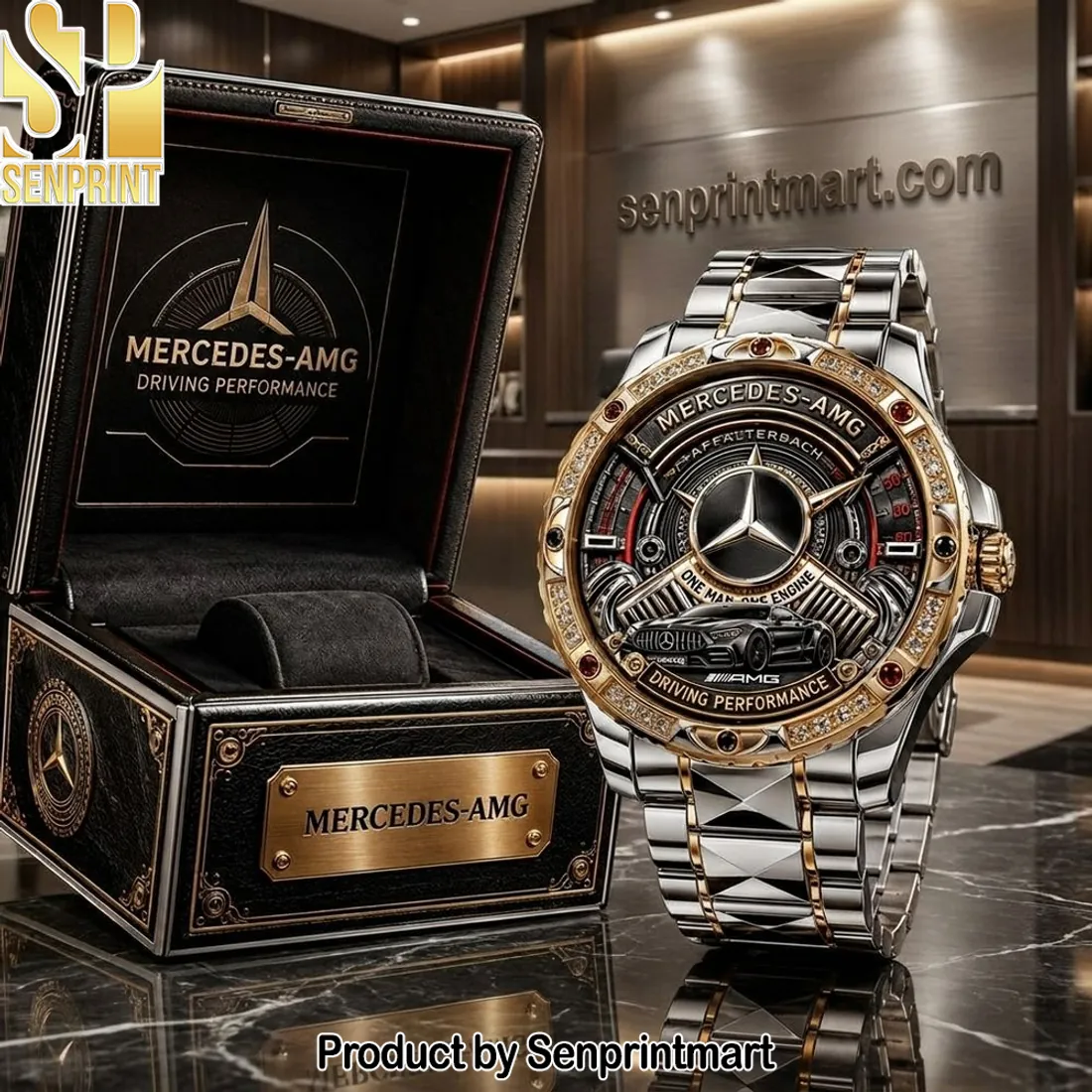 Mercedes-AMG Luxury Driving Performance Gold Stainless Steel Men’s Watch