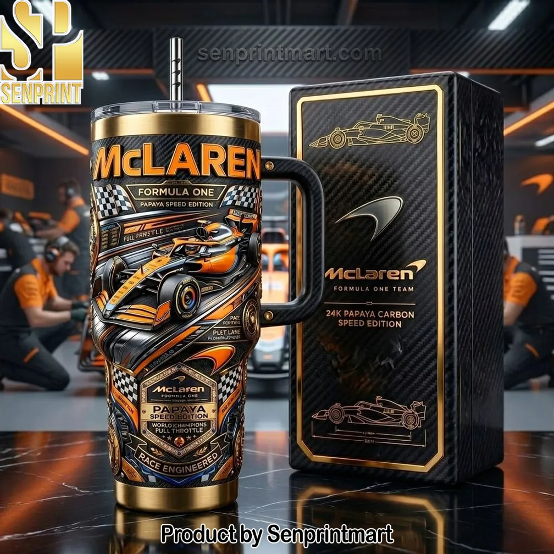 McLaren Formula One Papaya Speed Edition 24K Carbon Tumbler With Handle