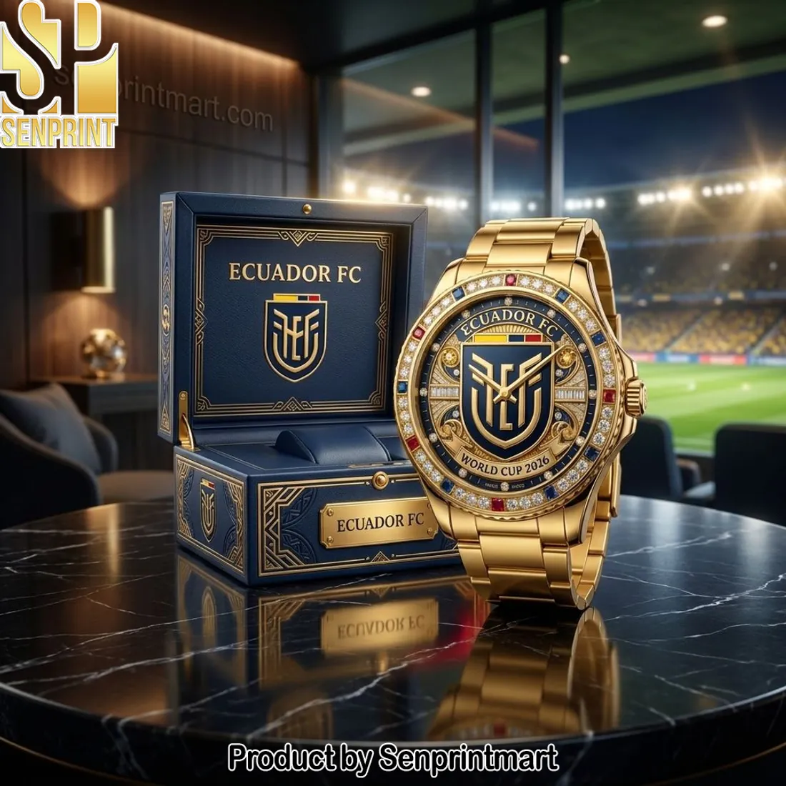 Ecuador FC World Cup 2016 Gold Diamond Accent Watch