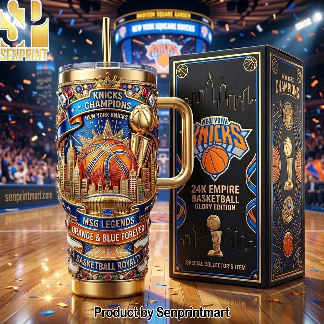 New York Knicks Champions Gold 3D Collector’s Tumbler With Handle