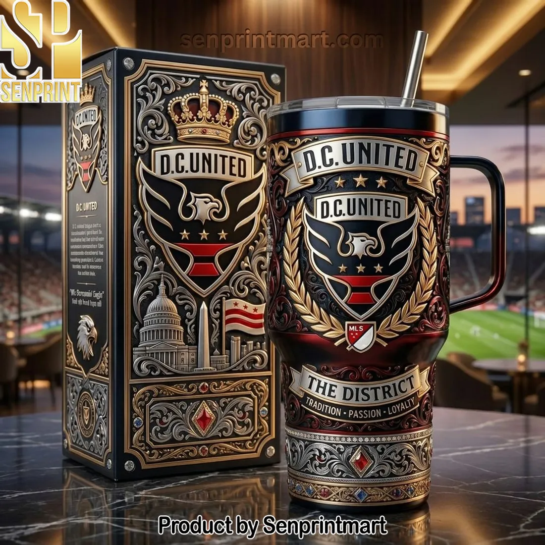 D.C. United MLS Luxury 3D Embossed 40oz Tumbler With Handle