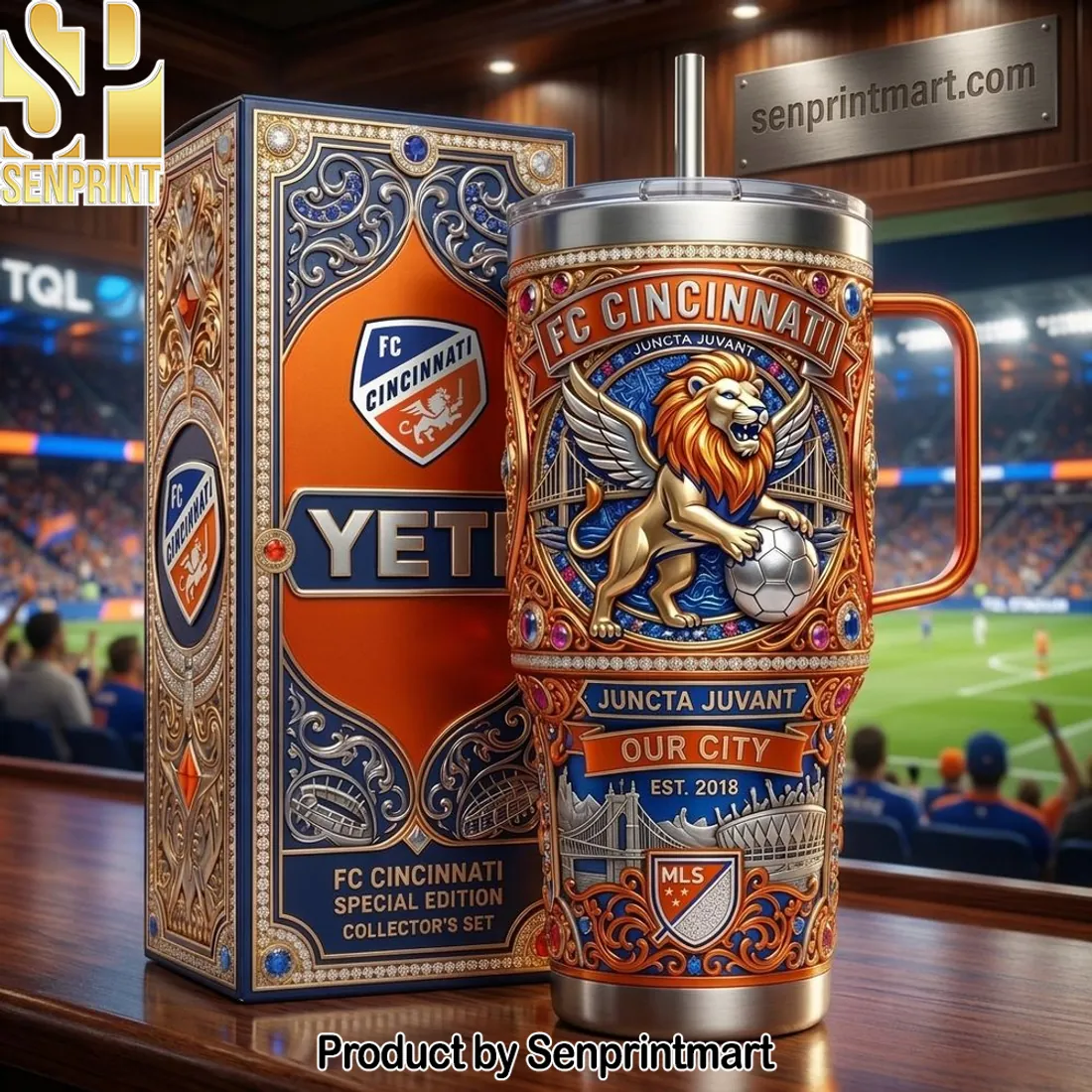 FC Cincinnati MLS Special Edition Ornate 3D 40oz Tumbler with Handle
