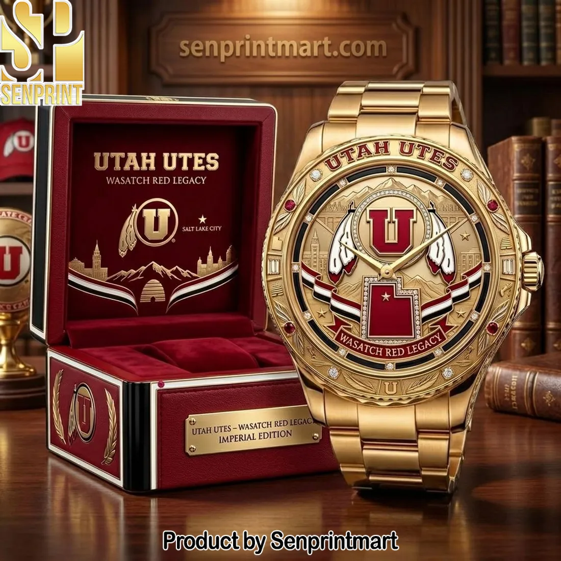 Utah Utes Wasatch Red Legacy Imperial Edition Gold Watch