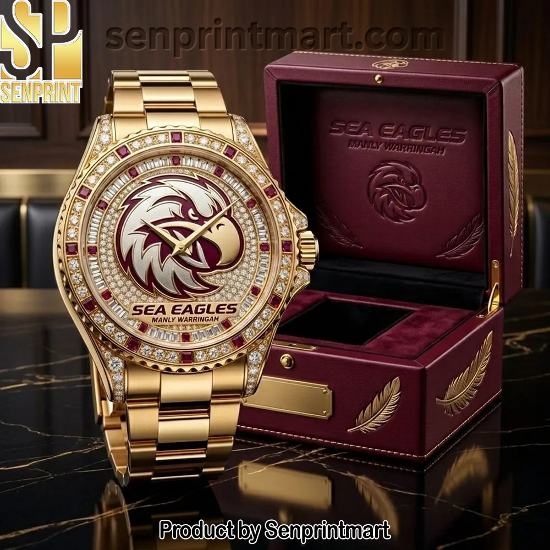 Manly Warringah Sea Eagles Luxury Gold-Tone Diamond Watch