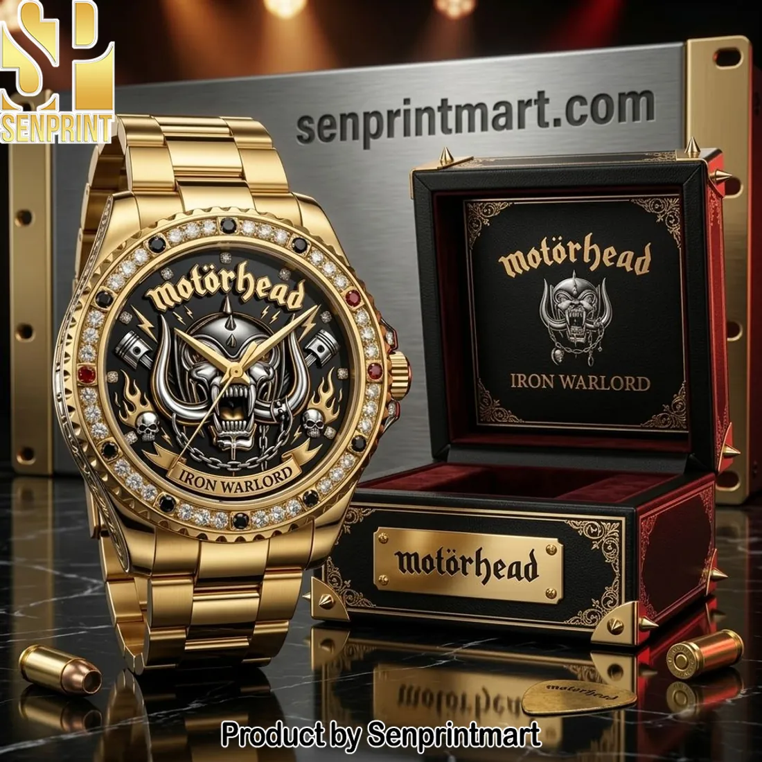 Motorhead Iron Warlord Gold Diamond-Accented Luxury Men’s Watch