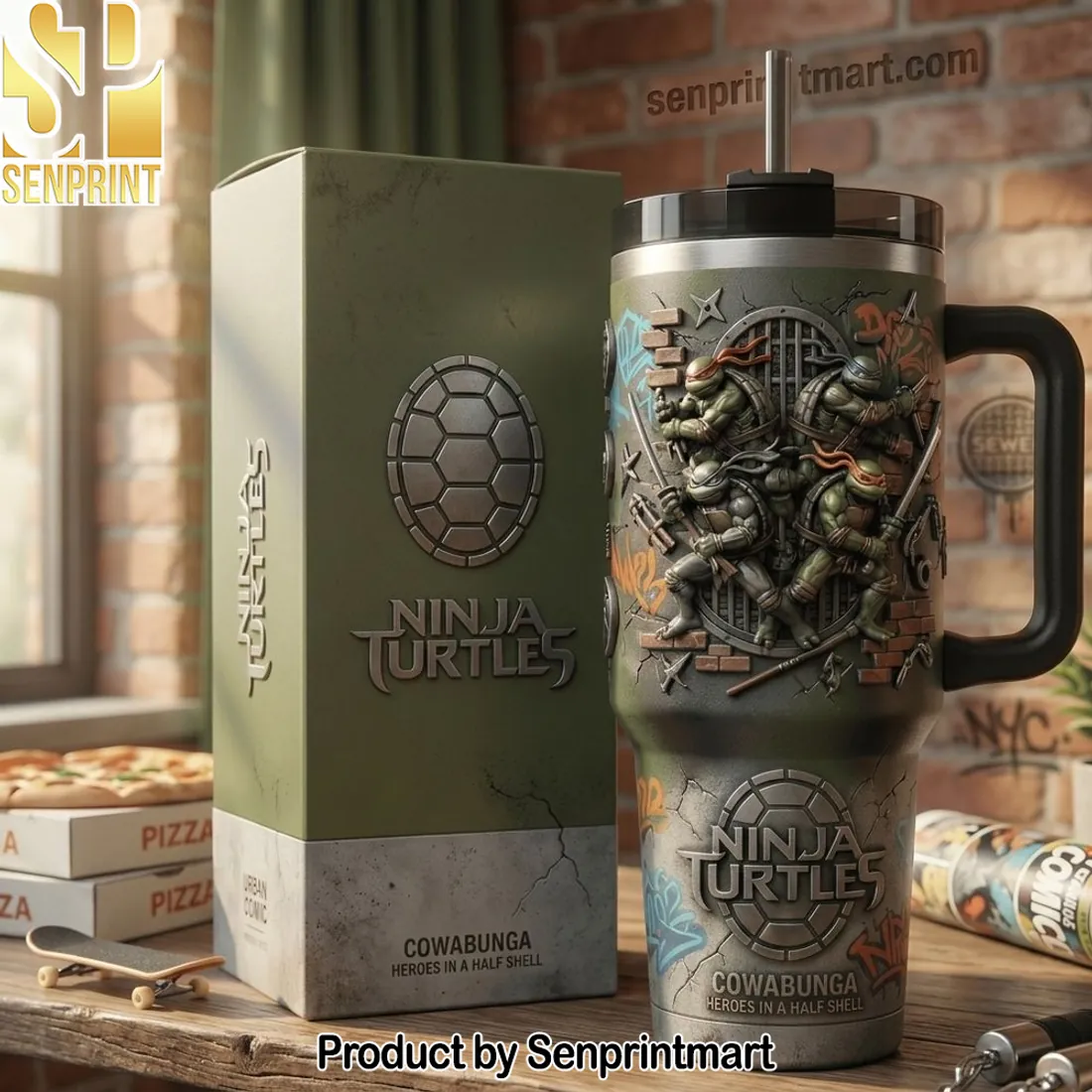 Ninja Turtles 3D Embossed Cowabunga Heroes in a Half Shell Tumbler