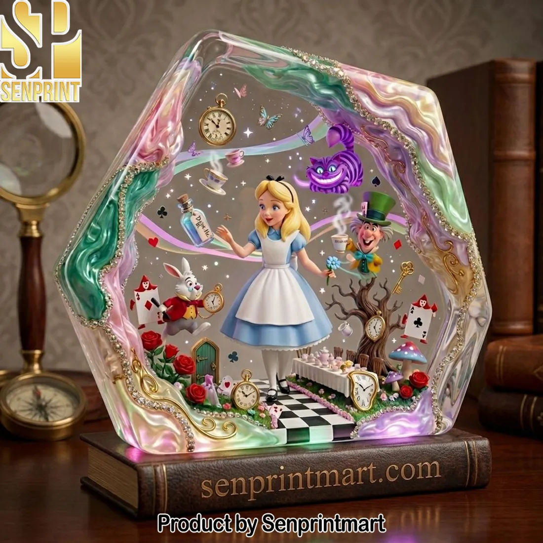 Alice in Wonderland Whimsical 3D Crystal LED Table Lamp
