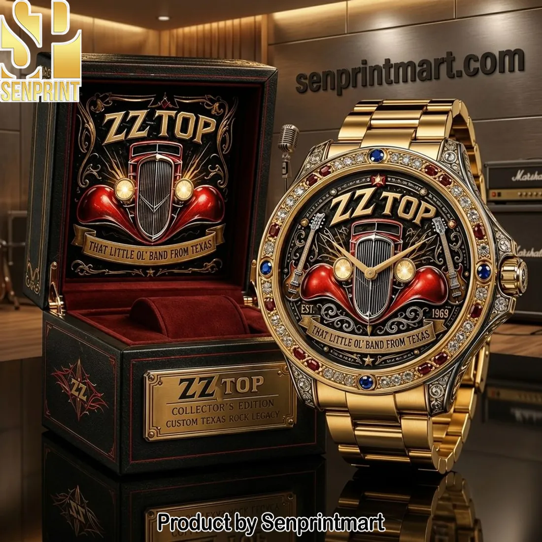 ZZ Top Collector’s Edition Gold-Tone “That Little Ol’ Band From Texas” Watch