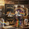 Bad Bunny Tropical Heart Gold Insulated Tumbler With Handle Bad Bunny Tropical Heart Gold Insulated Tumbler With Handle