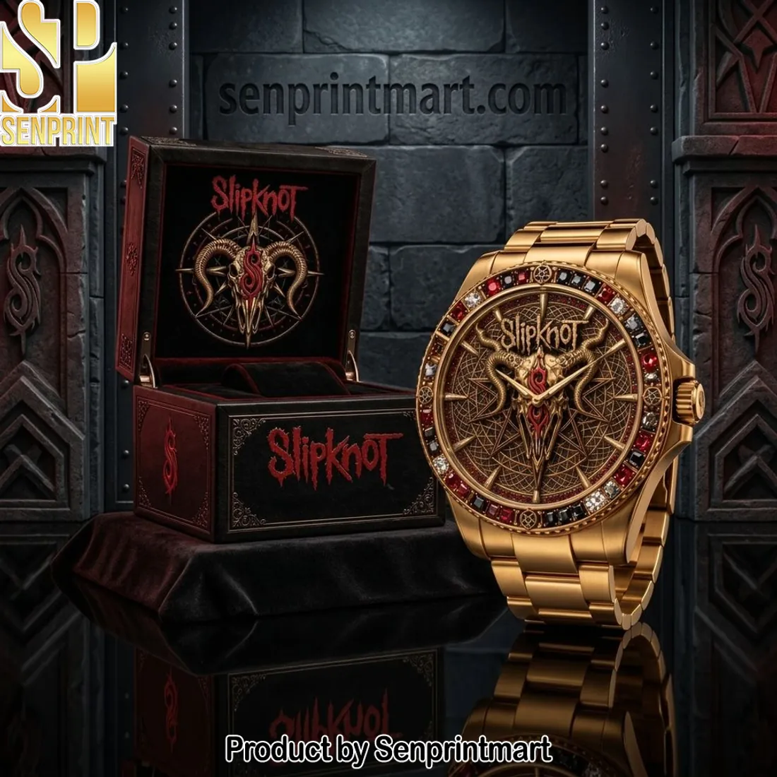 Slipknot Gold Premium Gemstone Bezel Watch