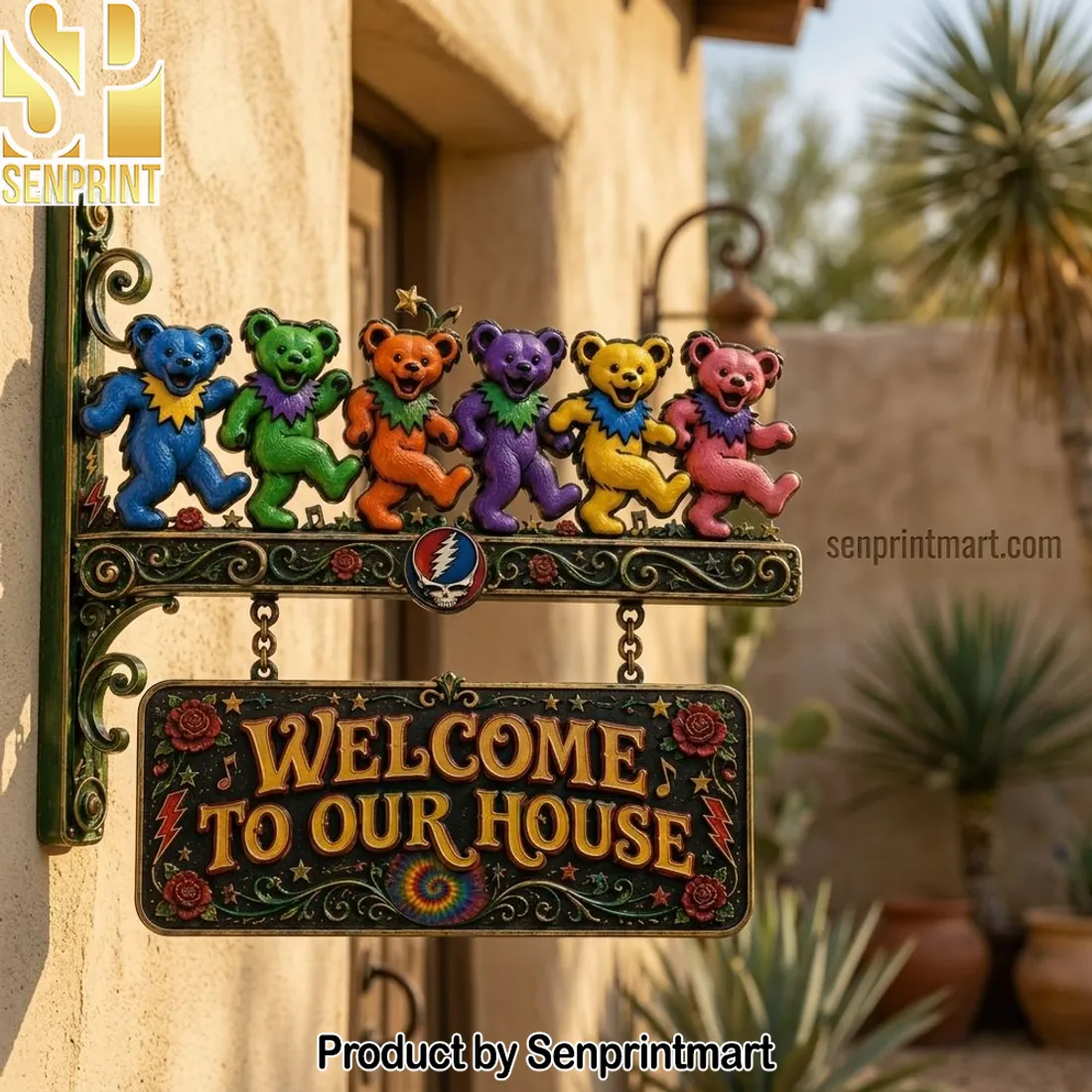 Grateful Dead Dancing Bears “Welcome To Our House” Decorative Welcome Sign