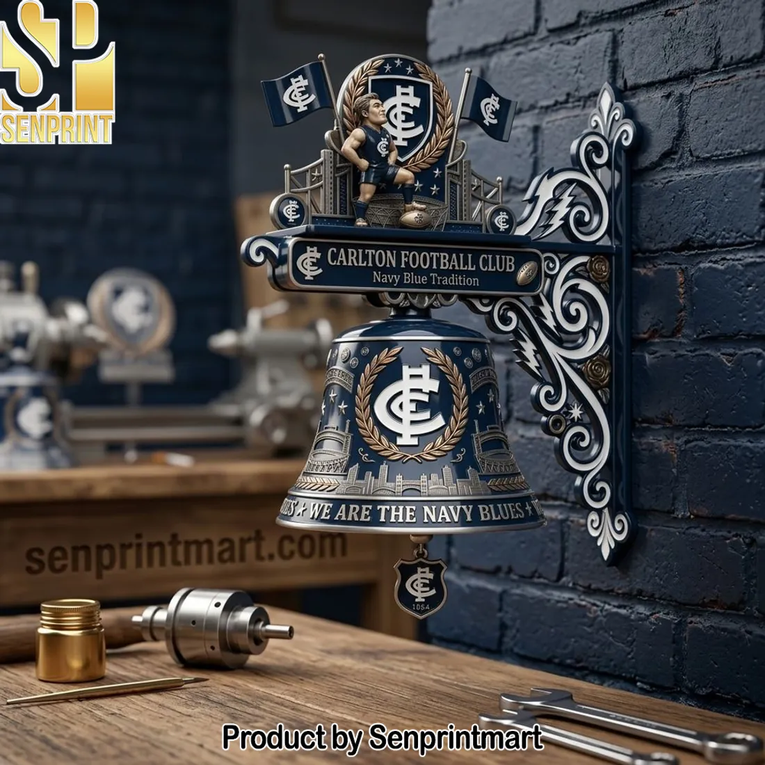 Carlton Football Club Navy Blue Tradition “We Are The Navy Blues” Premium Wall Bell