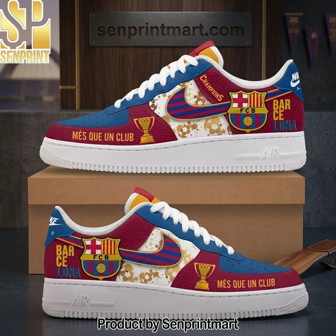 FC Barcelona Més Que Un Club Champions Custom AF1 Sneaker