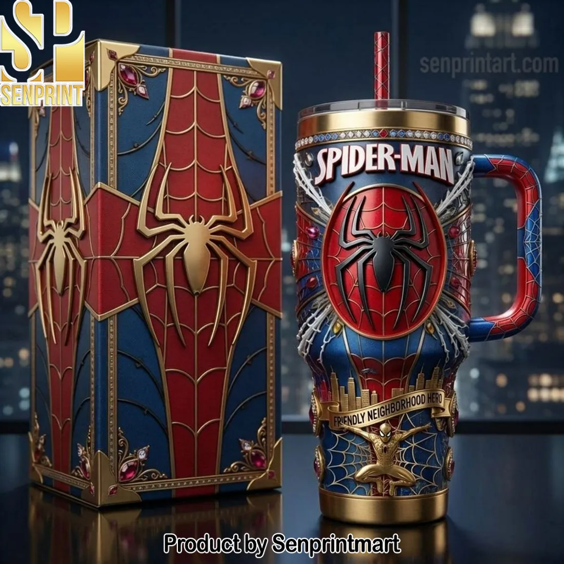 Spider-Man Friendly Neighborhood Hero Embossed 40oz Handle Tumbler
