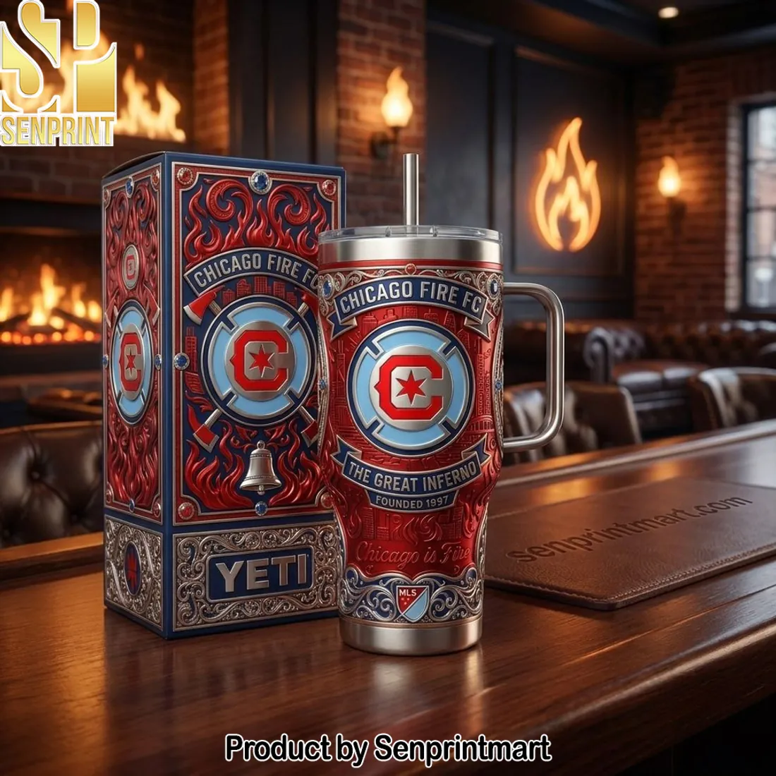 Chicago Fire FC “The Great Inferno” 40oz Insulated Tumbler With Handle