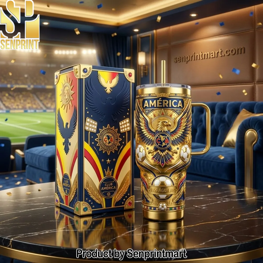 Club América Las Águilas Golden Eagle Premium 40oz Tumbler with Handle